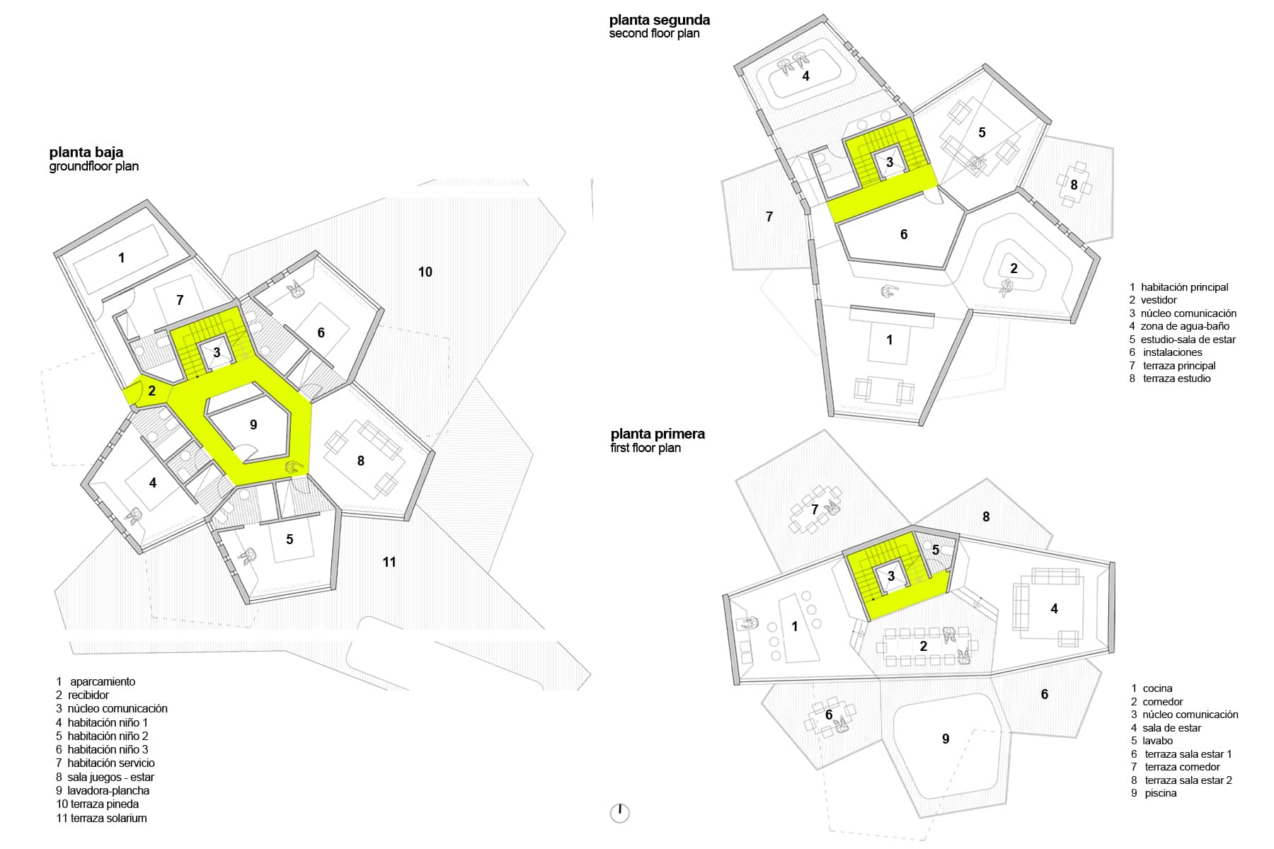 single-family house - Gavà - Barcelona - promenade - radial volume - geometrically autonomous apartments - vertical communication - terraces of different geometries - nature