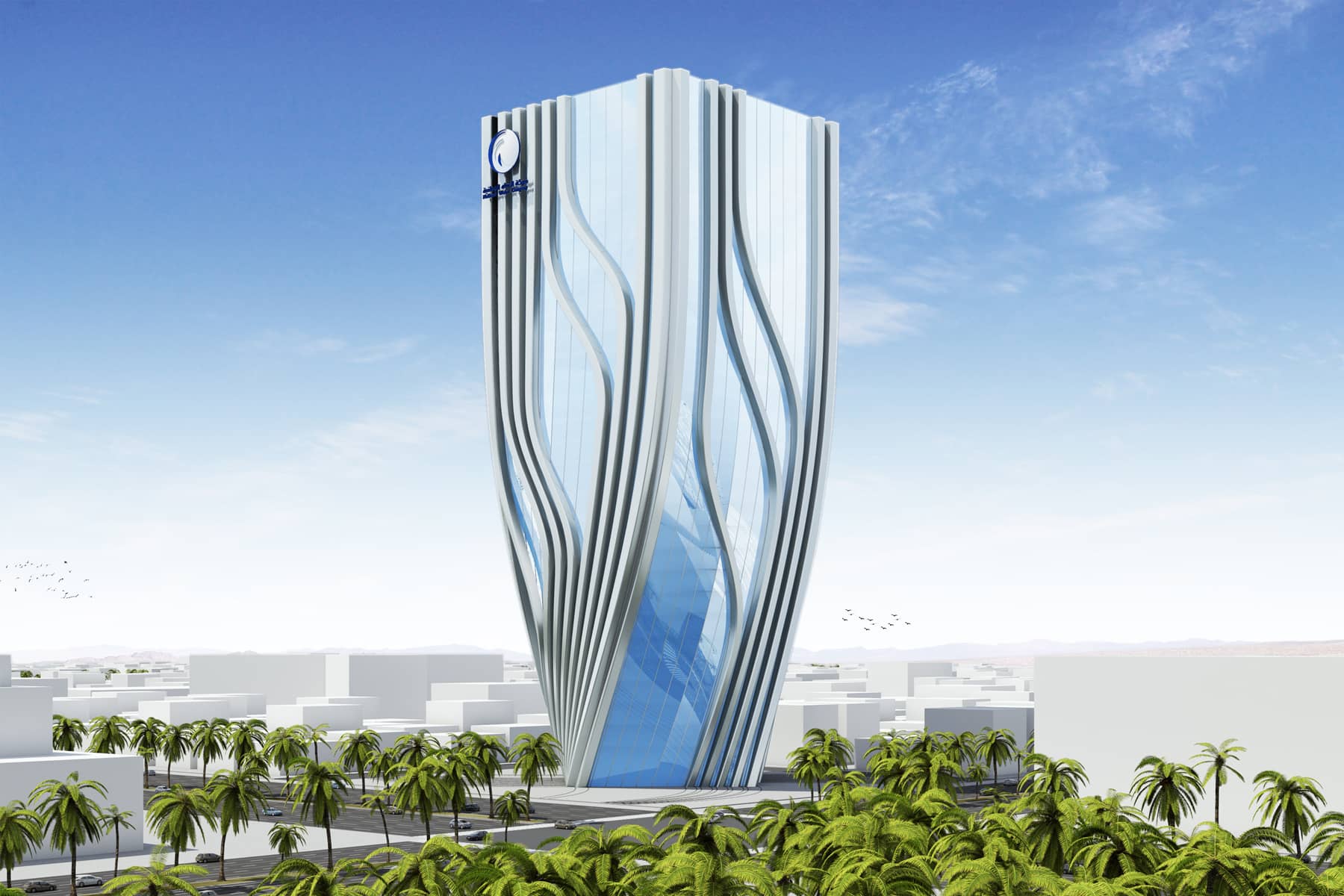 National Water Company Tower, en Riyadh, su fachada convertida en elementos parametrizados obteniendo un diseño único fuera de lo común.
