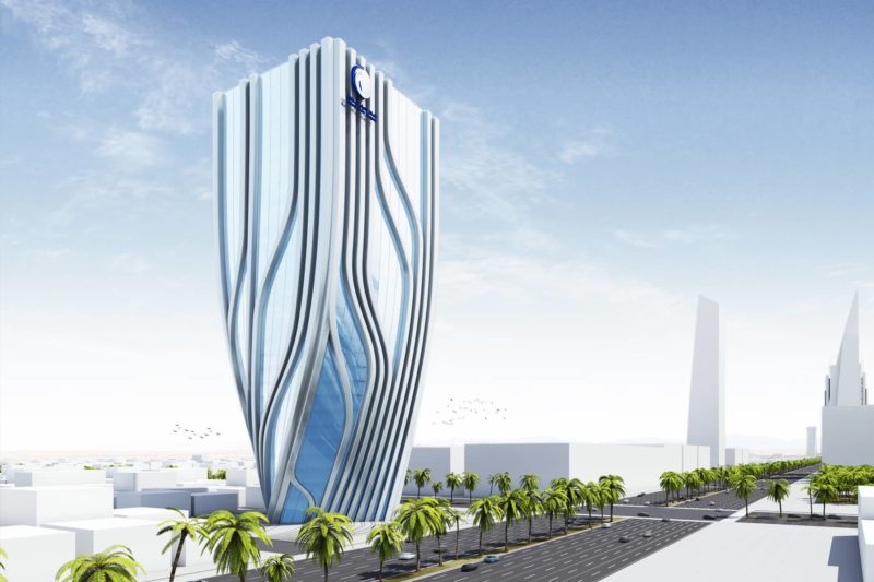 National Water Company Tower, en Riyadh, su fachada convertida en elementos parametrizados obteniendo un diseño único fuera de lo común.