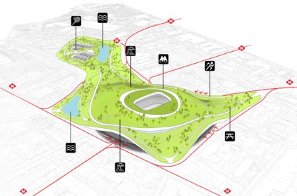 Convertir el Camp Nou en un parque es la propuesta para la ciudad de Barcelona y utilizar la bioarquitectura como estrategia de renaturalizacion.