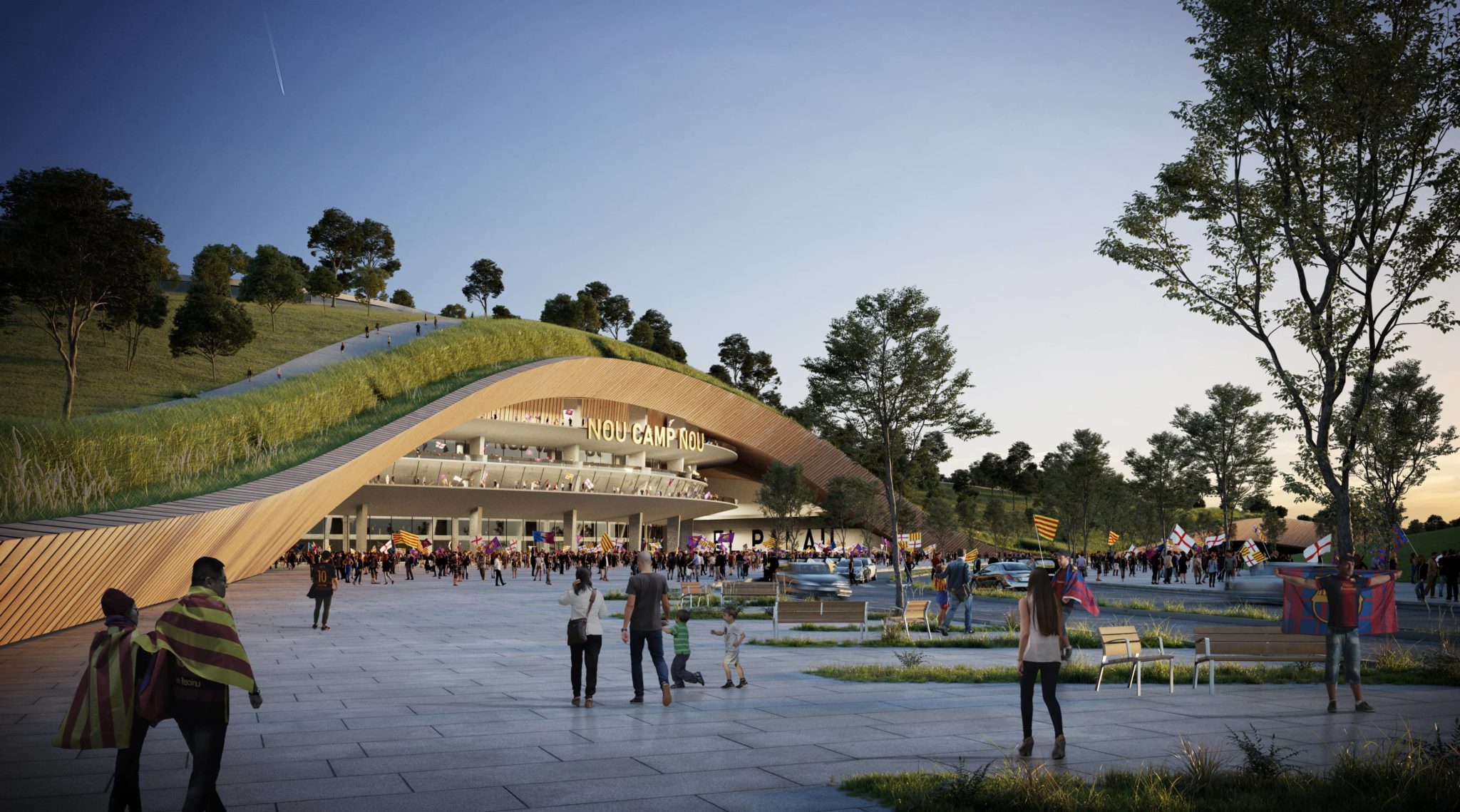 Convertir el Camp Nou en un parque es la propuesta para la ciudad de Barcelona y utilizar la bioarquitectura como estrategia de renaturalizacion.