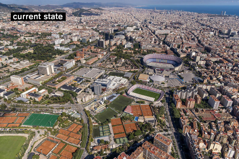 Convertir el Camp Nou en un parque es la propuesta para la ciudad de Barcelona y utilizar la bioarquitectura como estrategia de renaturalizacion.