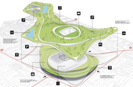 Convertir el Camp Nou en un parque es la propuesta para la ciudad de Barcelona y utilizar la bioarquitectura como estrategia de renaturalizacion.