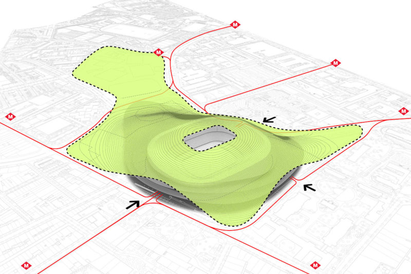 Convertir el Camp Nou en un parque es la propuesta para la ciudad de Barcelona y utilizar la bioarquitectura como estrategia de renaturalizacion.