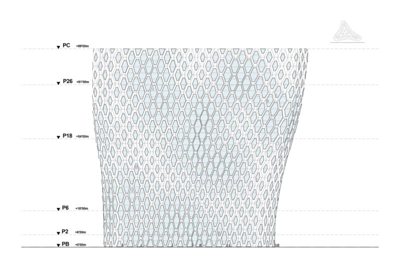 Realizado gracias a la arquitectura paramétrica, el edificio Smart Mesh experimenta nuevas formas arquitectónicas, creando espacios únicos.