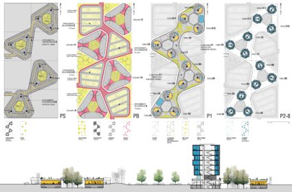 Spinner Tower Campus is the proposal for the university campus competition project located in Zaragoza, with 504 apartments grouped in 12 towers and in which common spaces are designed.