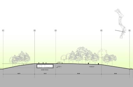 A modo de gran pulmón verde, se plantea una red de equipamientos y zonas verdes bajo un esquema de paseos en el aeropuerto de Taichung.