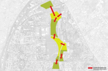 A modo de gran pulmón verde, se plantea una red de equipamientos y zonas verdes bajo un esquema de paseos en el aeropuerto de Taichung.