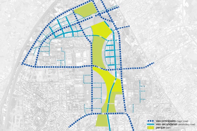 A modo de gran pulmón verde, se plantea una red de equipamientos y zonas verdes bajo un esquema de paseos en el aeropuerto de Taichung.