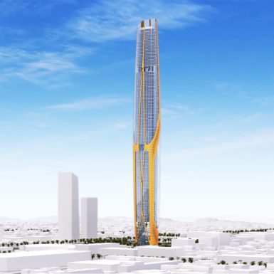 The Blade Tower incorpora mecanismos de energías renovables, siguiendo un sistema modular de paneles diseñados paramétricamente.