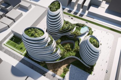 Urban Oasis es un edificio de usos mixtos situado en Argelia, en el que los focos principales son la sostenibilidad y los elementos naturales unidos a la tecnología.