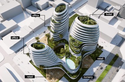 Urban Oasis es un edificio de usos mixtos situado en Argelia, en el que los focos principales son la sostenibilidad y los elementos naturales unidos a la tecnología.