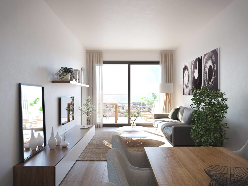 This project is located in the center of the city, but it offers a feeling of open spaces with large terraces overlooking the sea and gardens in the common areas.