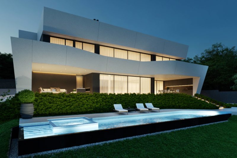 A single-family home, located outside Barcelona. The elevation and topography put the city at your feet and offer views of the sea.