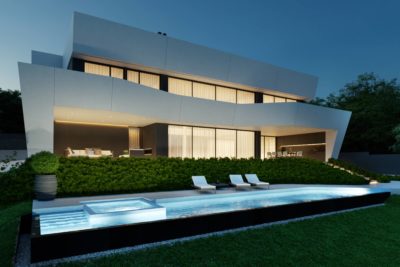 A single-family home, located outside Barcelona. The elevation and topography put the city at your feet and offer views of the sea.