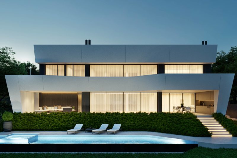 A single-family home, located outside Barcelona. The elevation and topography put the city at your feet and offer views of the sea.