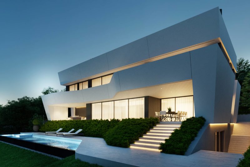 A single-family home, located outside Barcelona. The elevation and topography put the city at your feet and offer views of the sea.