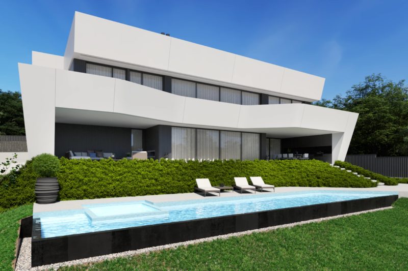 A single-family home, located outside Barcelona. The elevation and topography put the city at your feet and offer views of the sea.