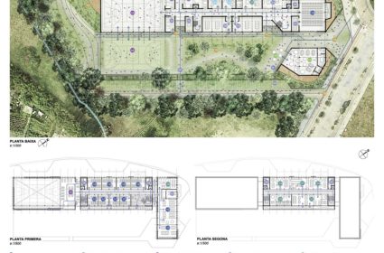 ON-A - Instituto de Educación Física. INEF - This proposal arises from a deep analysis of the location and environment; it is a study of the existing to design the future of the Seu. The project, which is located in the most fertile zone of the Valira River, takes as an architectonic referent the Castellciutat.