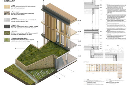 ON-A - Instituto de Educación Física. INEF - This proposal arises from a deep analysis of the location and environment; it is a study of the existing to design the future of the Seu. The project, which is located in the most fertile zone of the Valira River, takes as an architectonic referent the Castellciutat.