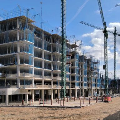 The London building in the Urban Fira residential complex in Barcelona, sustainability is certified by BREEAM and DGNB.
