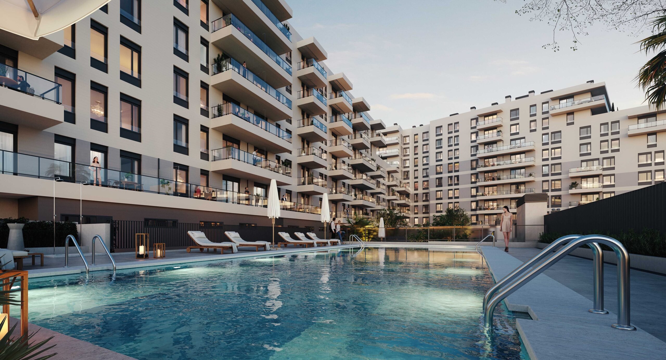 The London building in the Urban Fira residential complex in Barcelona, sustainability is certified by BREEAM and DGNB.