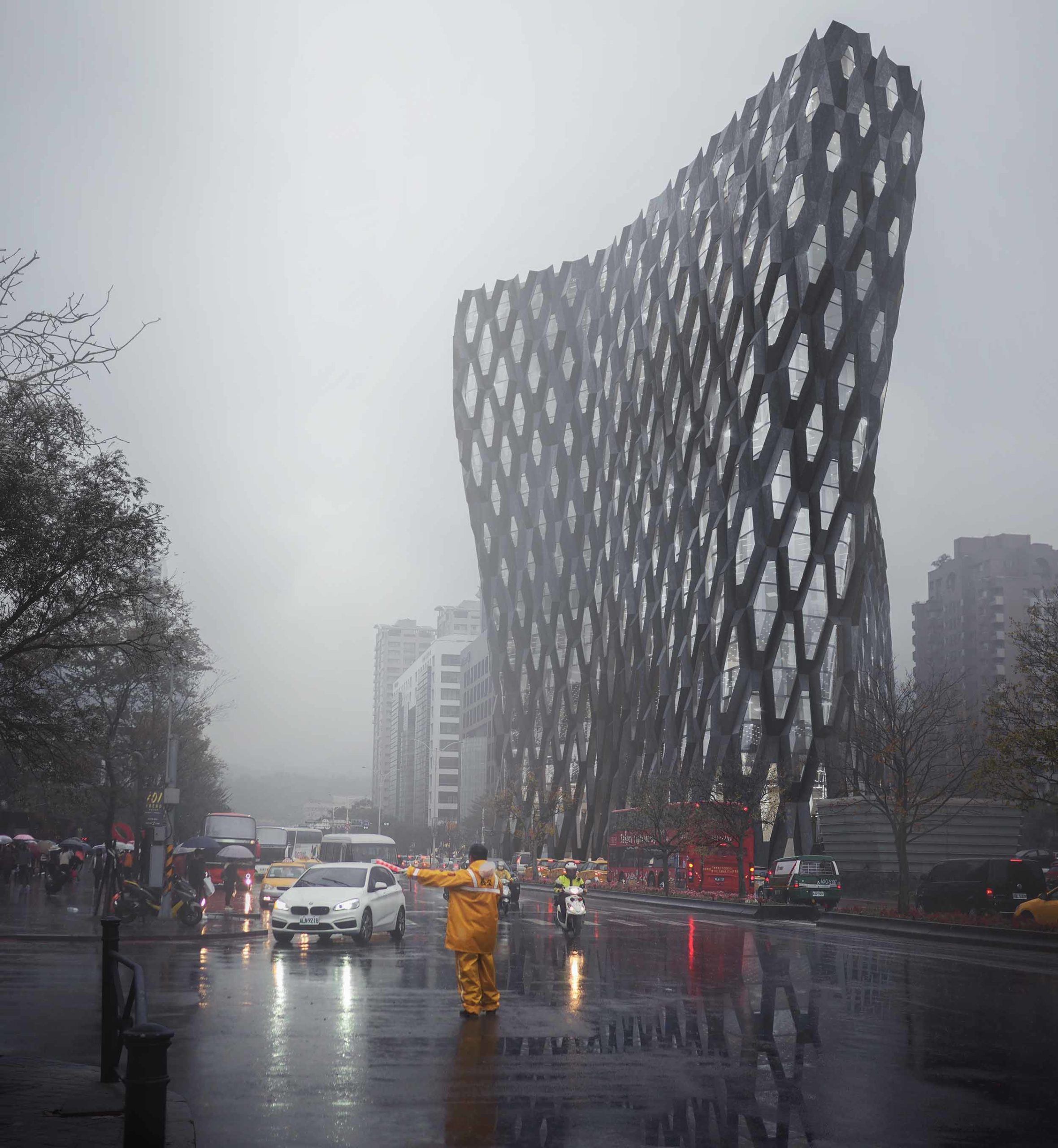 Realizado gracias a la arquitectura paramétrica, el edificio Smart Mesh experimenta nuevas formas arquitectónicas, creando espacios únicos.